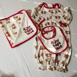 Gymboree Newborn Essentials Bear NWT Blanket, Bib, Outlet 6-9 month Gown NWT